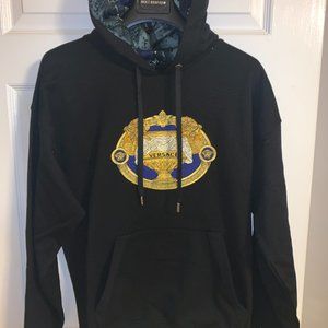 NWT AUTHENTIC VERSACE EMBROIDERED CRYSTAL HOODIE MEDIUIM $1200++